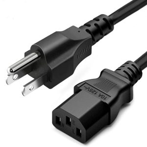5ft 10A 125V Black 3-Prong Power Cord