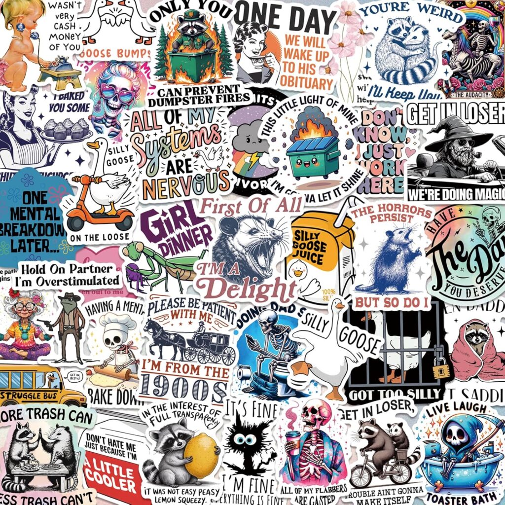 200 PCS Holographic Funny Stickers - Waterproof